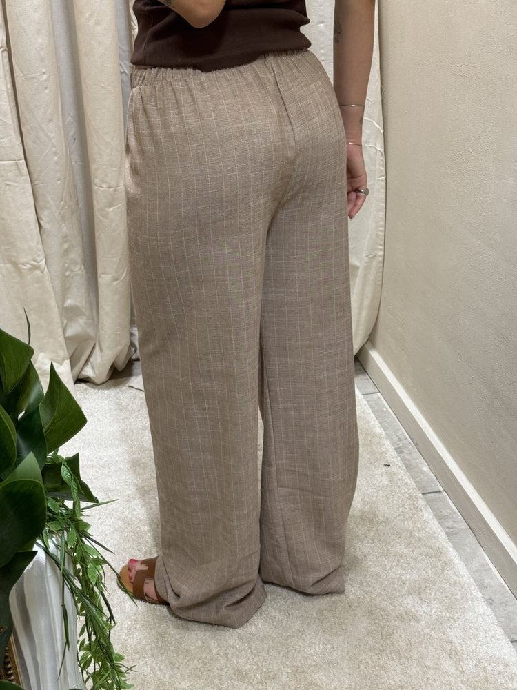 Pantalone in lino gessato gamba dritta Tensione In - GiuGiò | Shop online