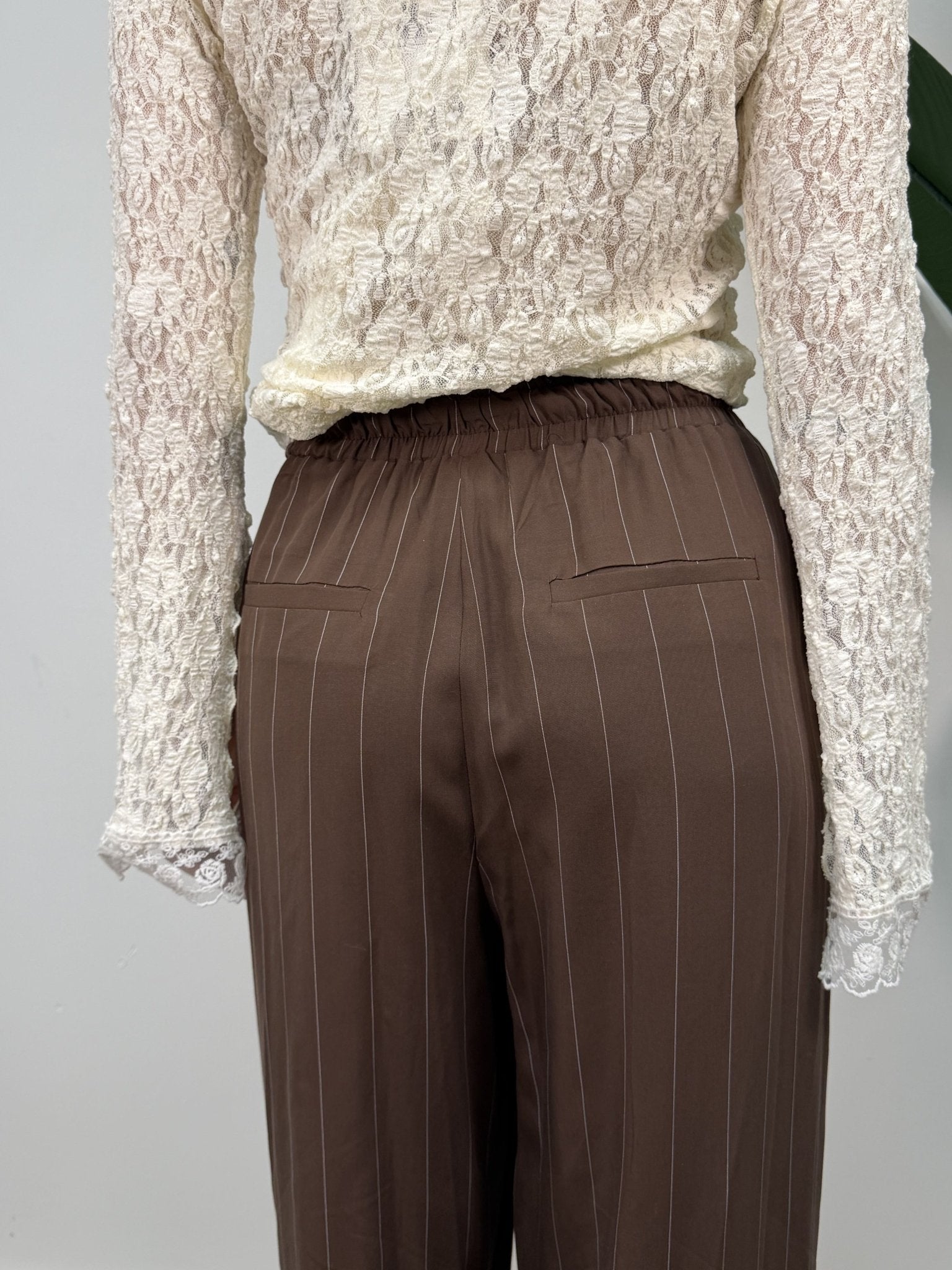 Pantalone palazzo gessato elastico e coulisse vita VICOLO - GiuGiò | Shop online