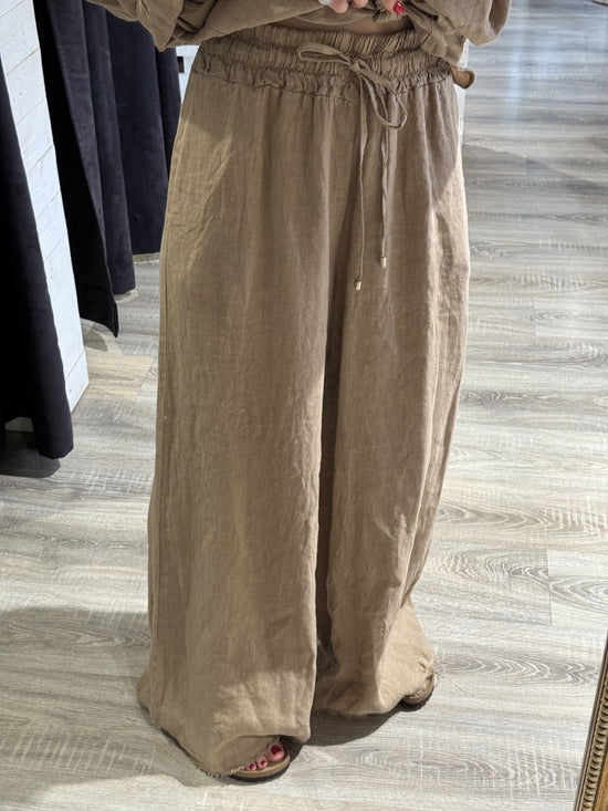 Pantalone palazzo in lino elastico vita Tensione In - GiuGiò | Shop online