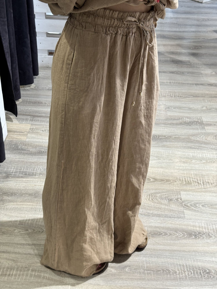 Pantalone palazzo in lino elastico vita Tensione In - GiuGiò | Shop online