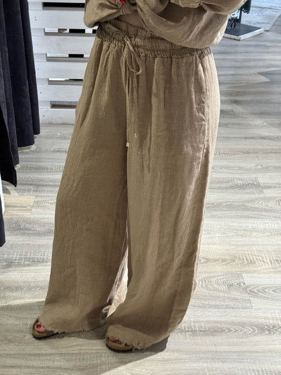 Pantalone palazzo in lino elastico vita Tensione In - GiuGiò | Shop online