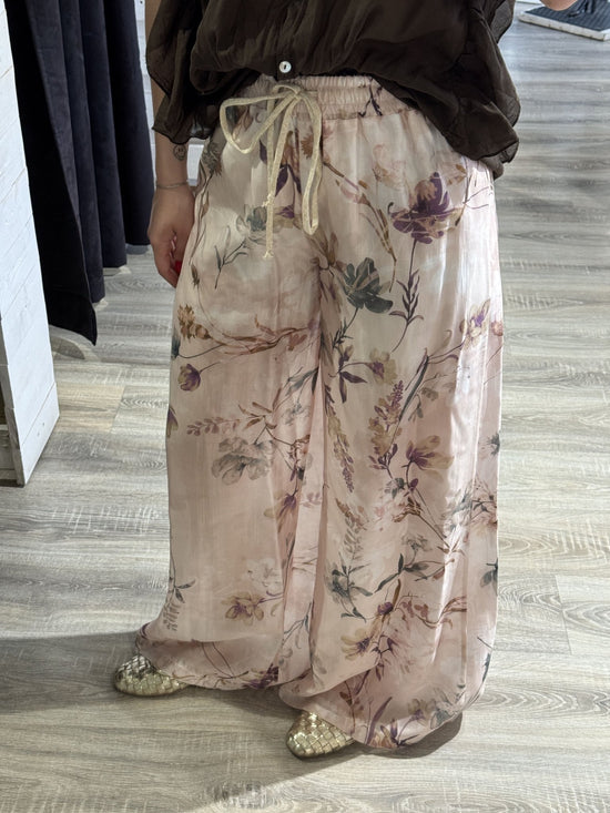 Pantalone palazzo in mussola di cotone stampa floreale Susy Mix - GiuGiò | Shop online
