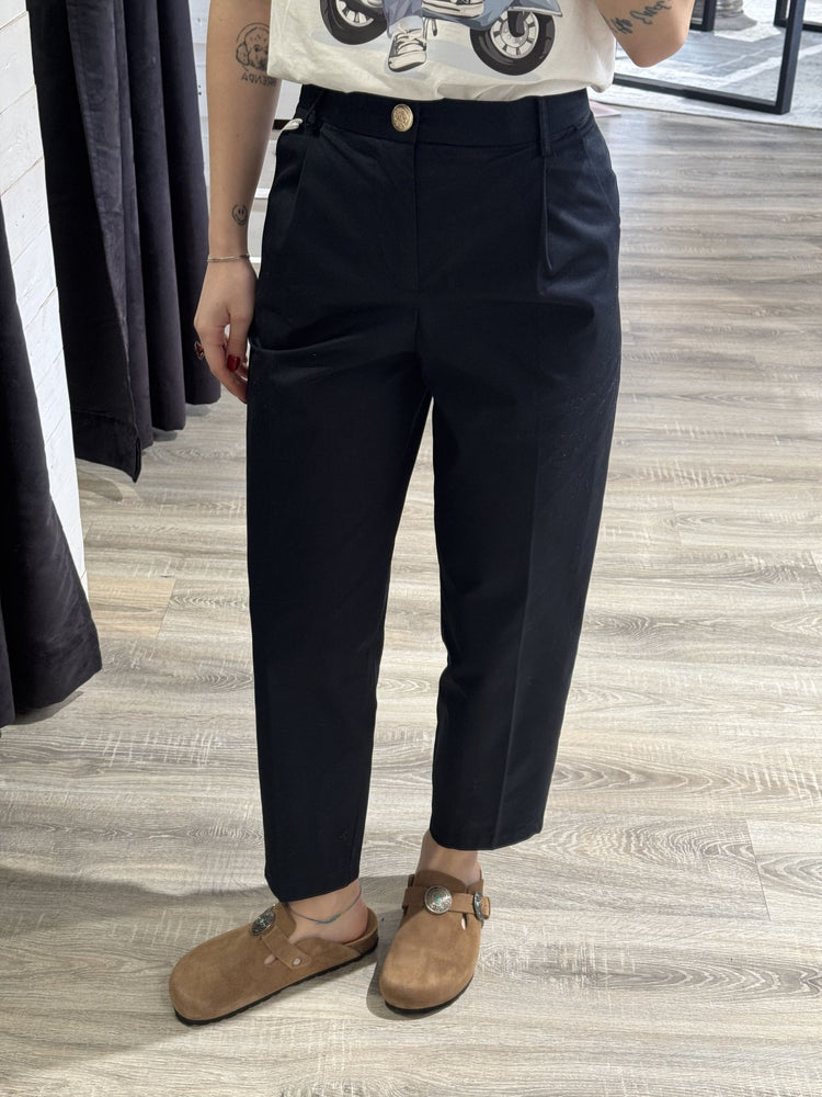 Pantalone sigaretta con pattine in cotone popeline Susy Mix - GiuGiò | Shop online