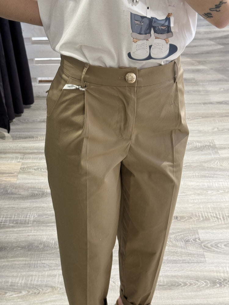 Pantalone sigaretta con pattine in cotone popeline Susy Mix - GiuGiò | Shop online