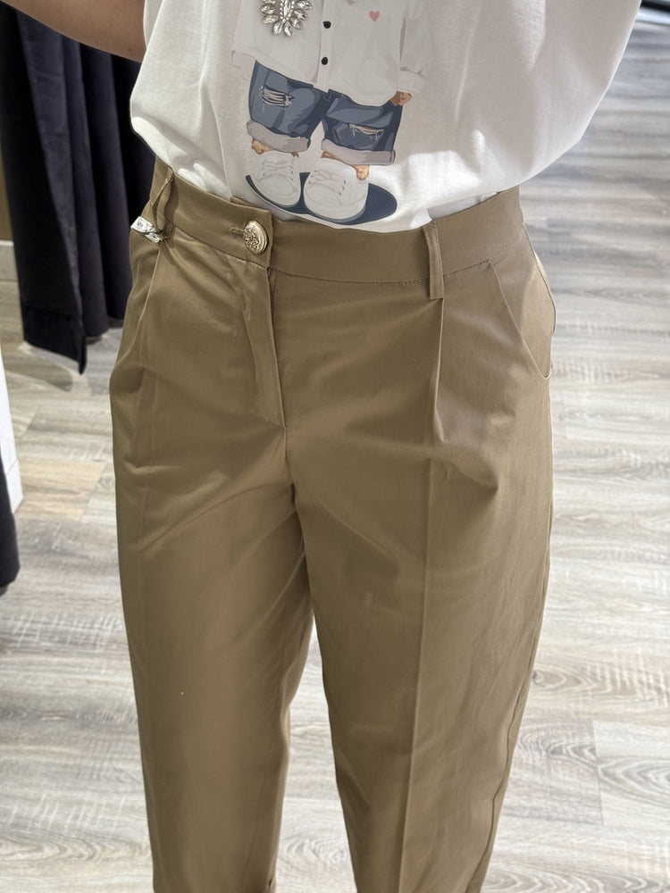 Pantalone sigaretta con pattine in cotone popeline Susy Mix - GiuGiò | Shop online