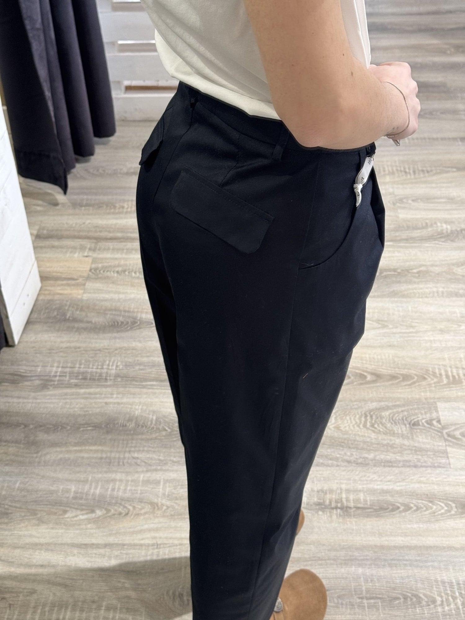 Pantalone sigaretta con pattine in cotone popeline Susy Mix - GiuGiò | Shop online