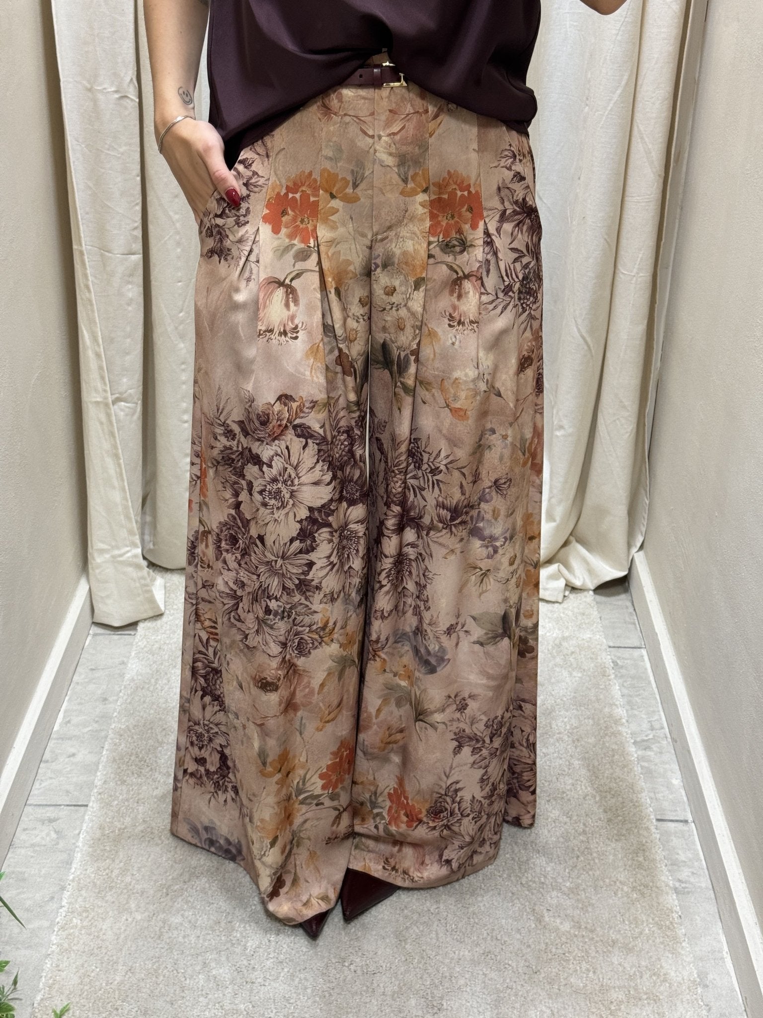 Pantalone vita alta stampa floreale Imperial - GiuGiò | Shop online