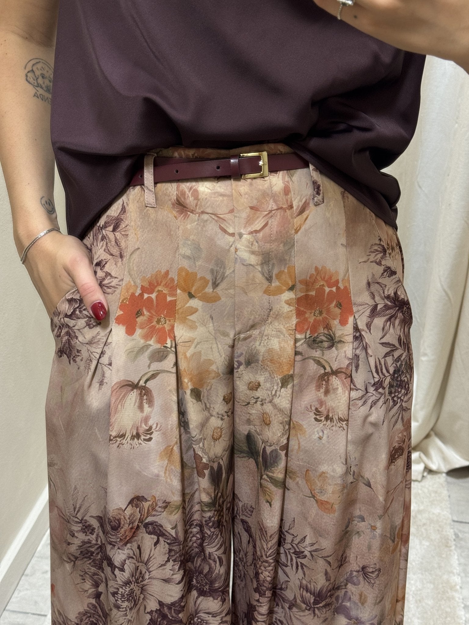 Pantalone vita alta stampa floreale Imperial - GiuGiò | Shop online