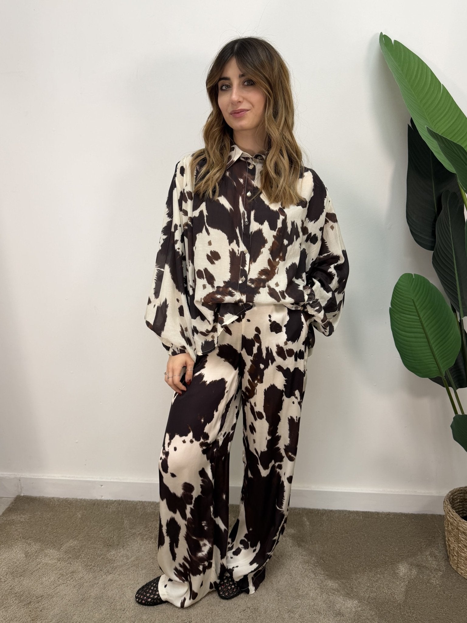 Pantaloni gamba ampia fantasia cow BSB - GiuGiò | Shop online
