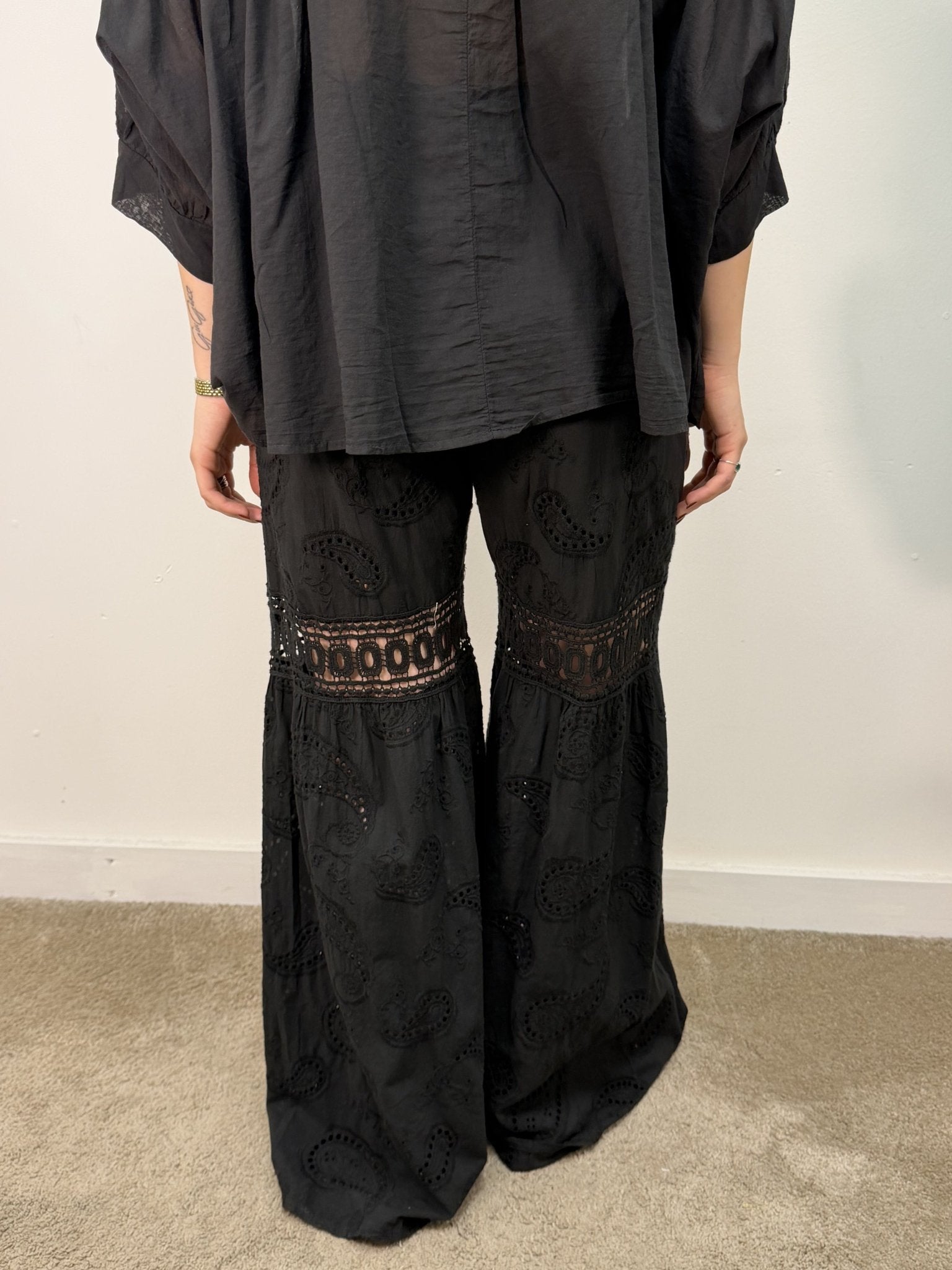 Pantaloni in cotone e pizzo sangallo BSB - GiuGiò | Shop online