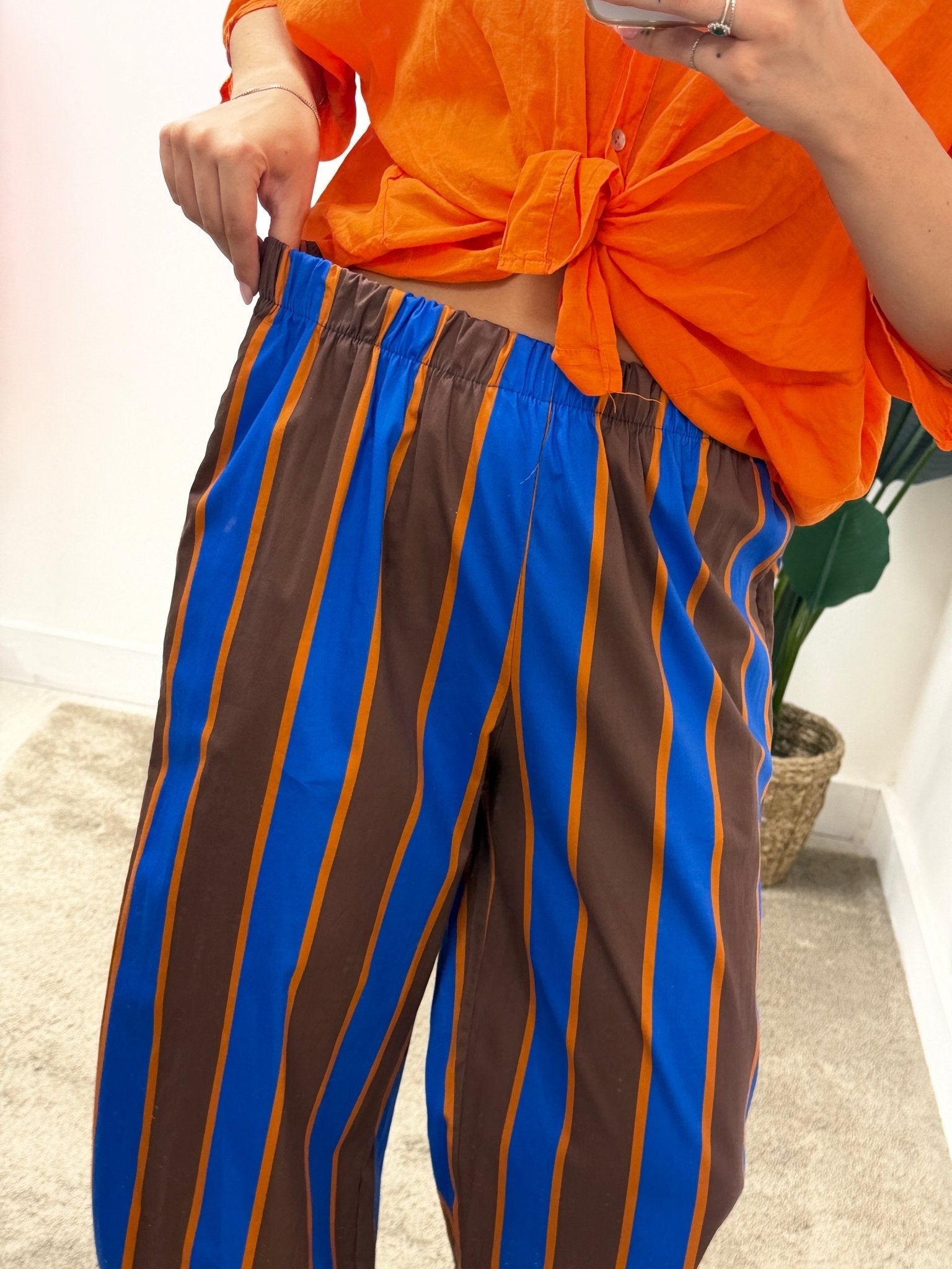 Pantaloni ovetto stampa riga MyD - GiuGiò | Shop online
