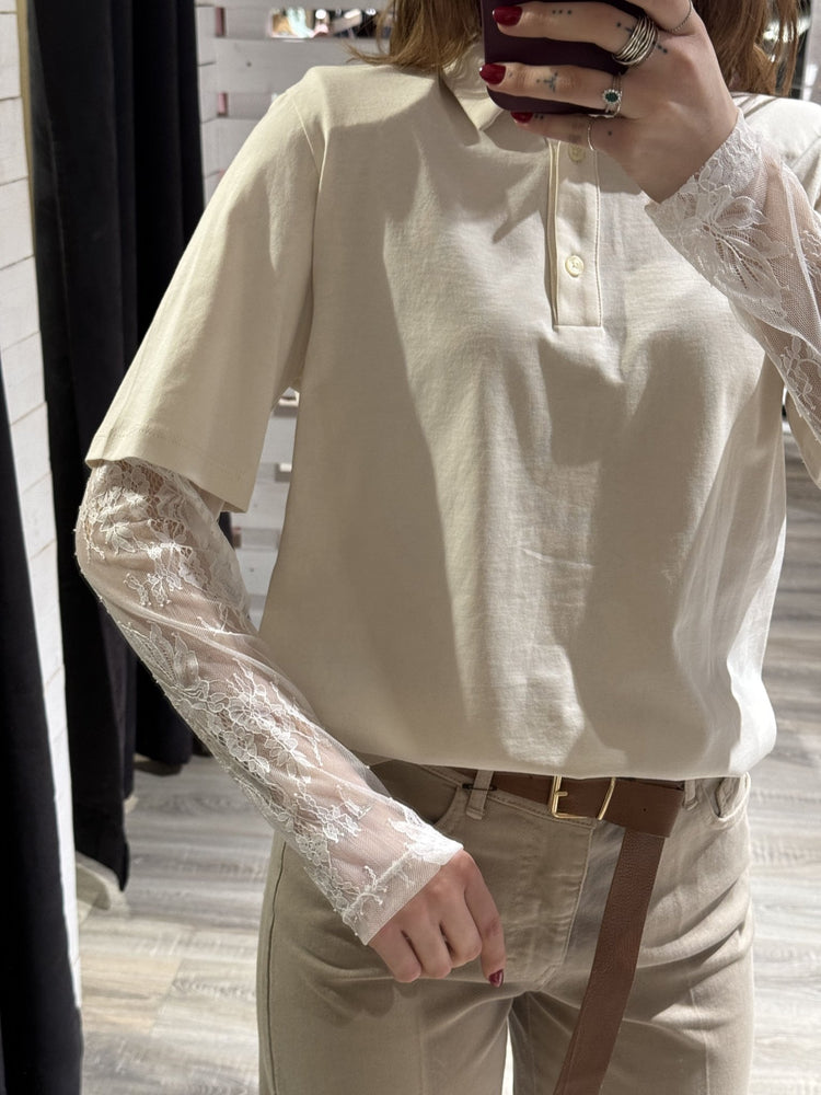 Polo con spalline e manica in pizzo Susy Mix - GiuGiò | Shop online