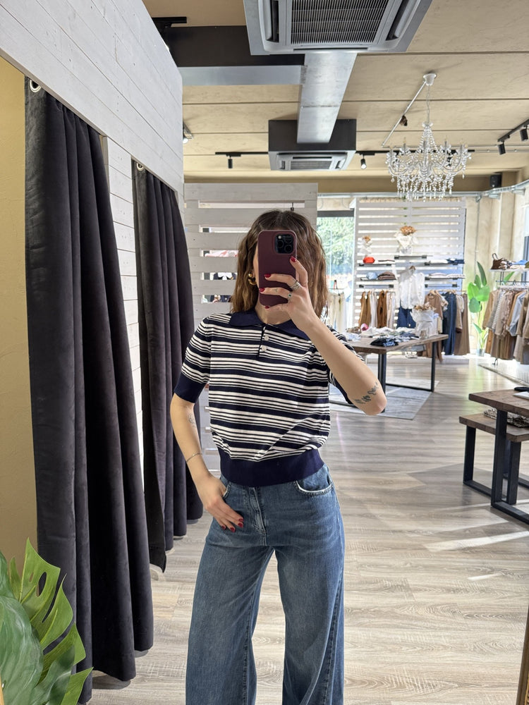 Polo crop in filo rigata Susy Mix - GiuGiò | Shop online