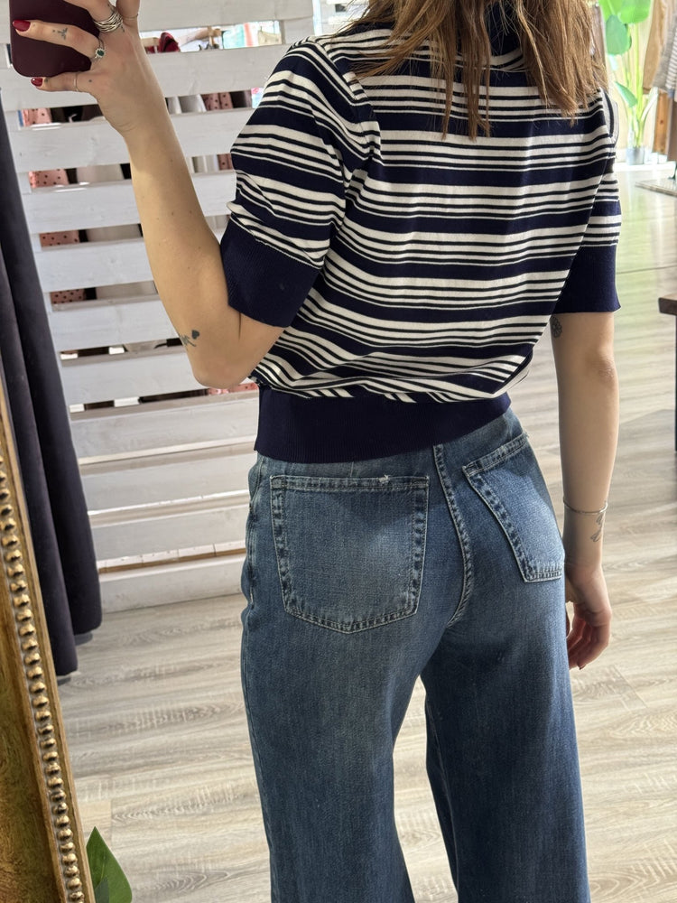 Polo crop in filo rigata Susy Mix - GiuGiò | Shop online