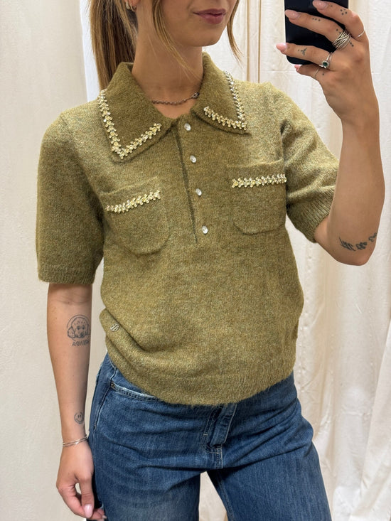 Polo in maglia con applicazioni gioiello BSB - GiuGiò | Shop online