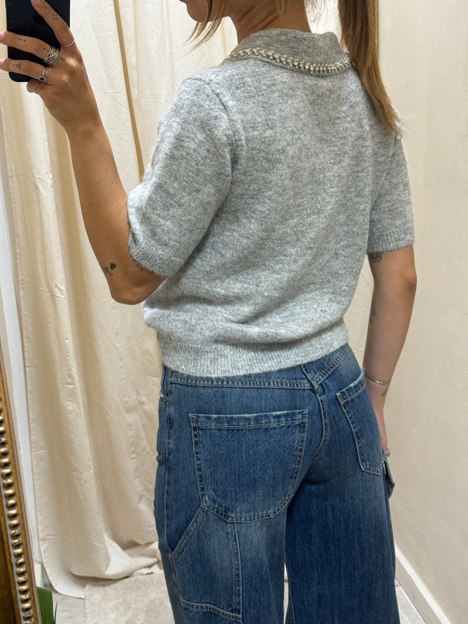 Polo in maglia con applicazioni gioiello BSB - GiuGiò | Shop online