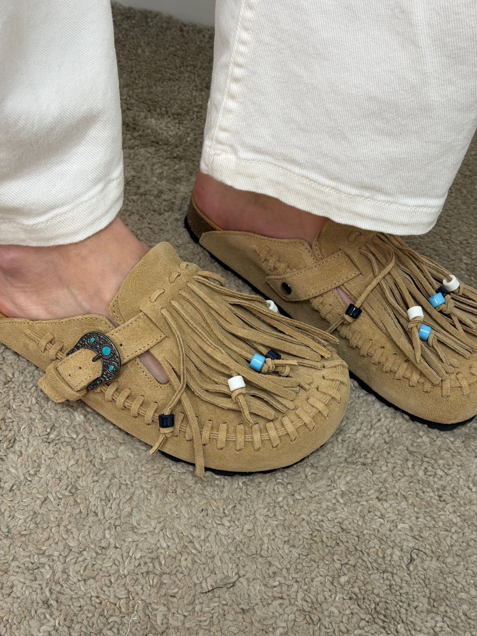 Sabot Caribe in suede con frange Taji - GiuGiò | Shop online