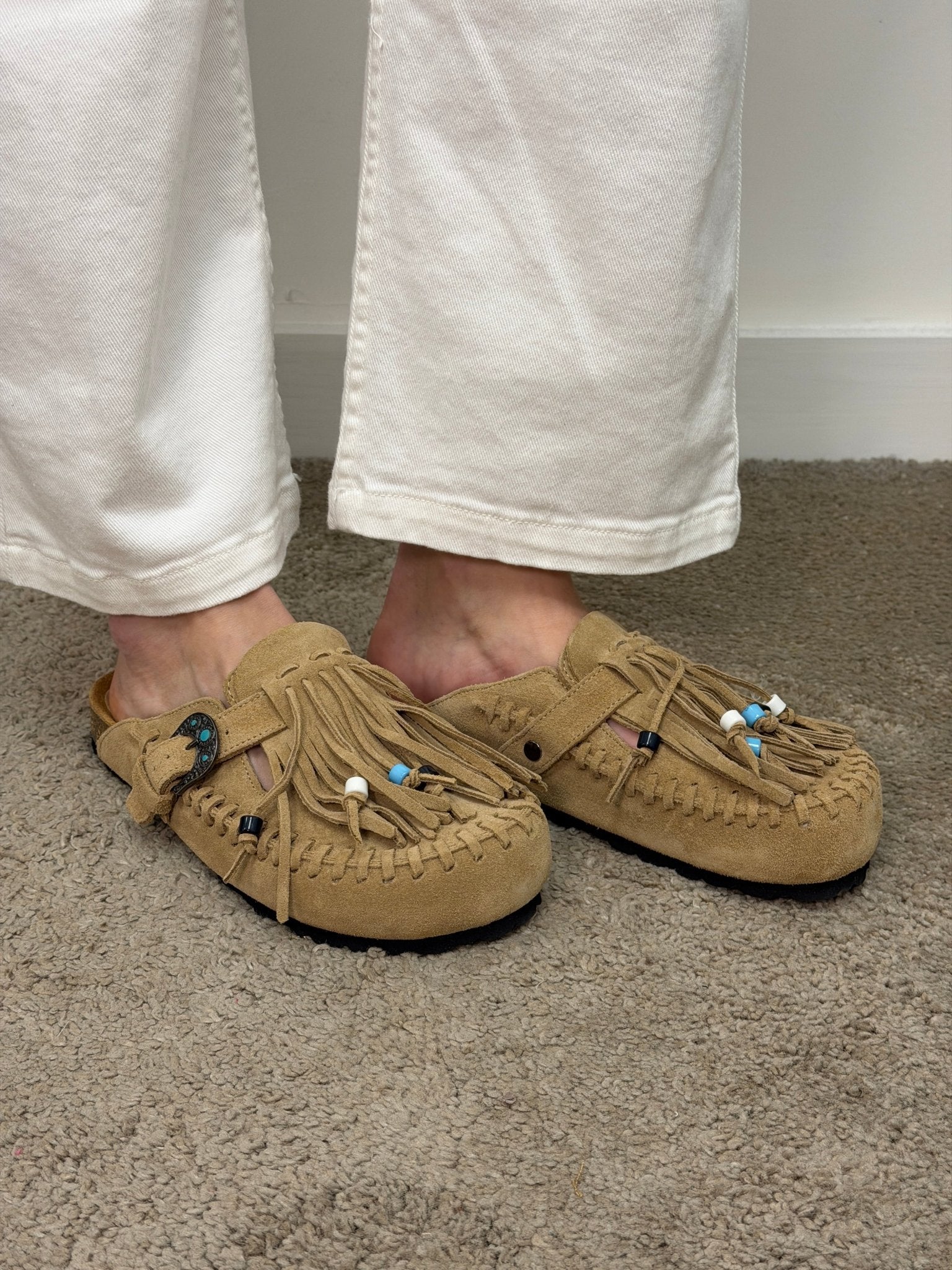 Sabot Caribe in suede con frange Taji - GiuGiò | Shop online