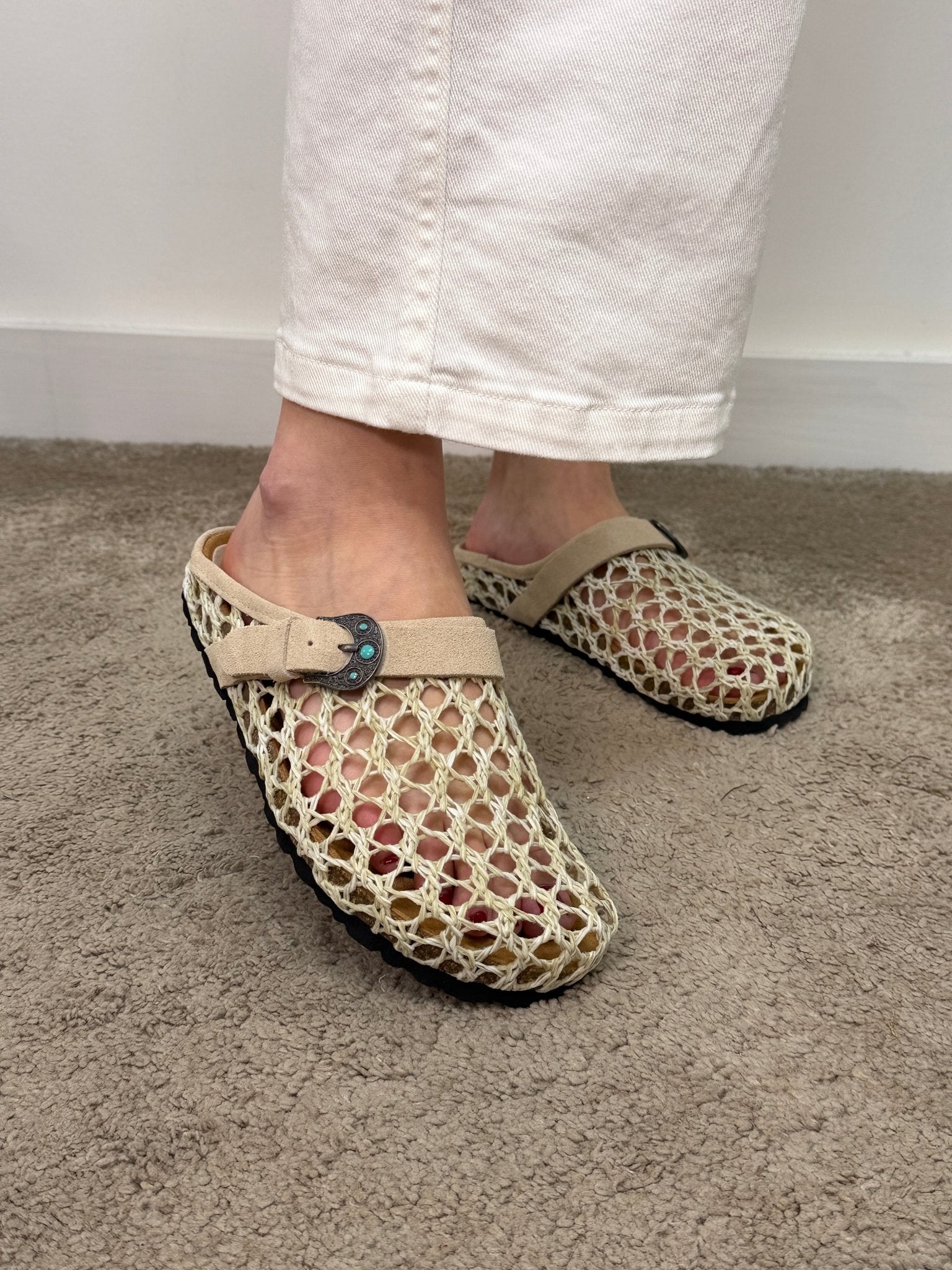 Sabot Thais a rete di cotone con fibbia texana Taji - GiuGiò | Shop online