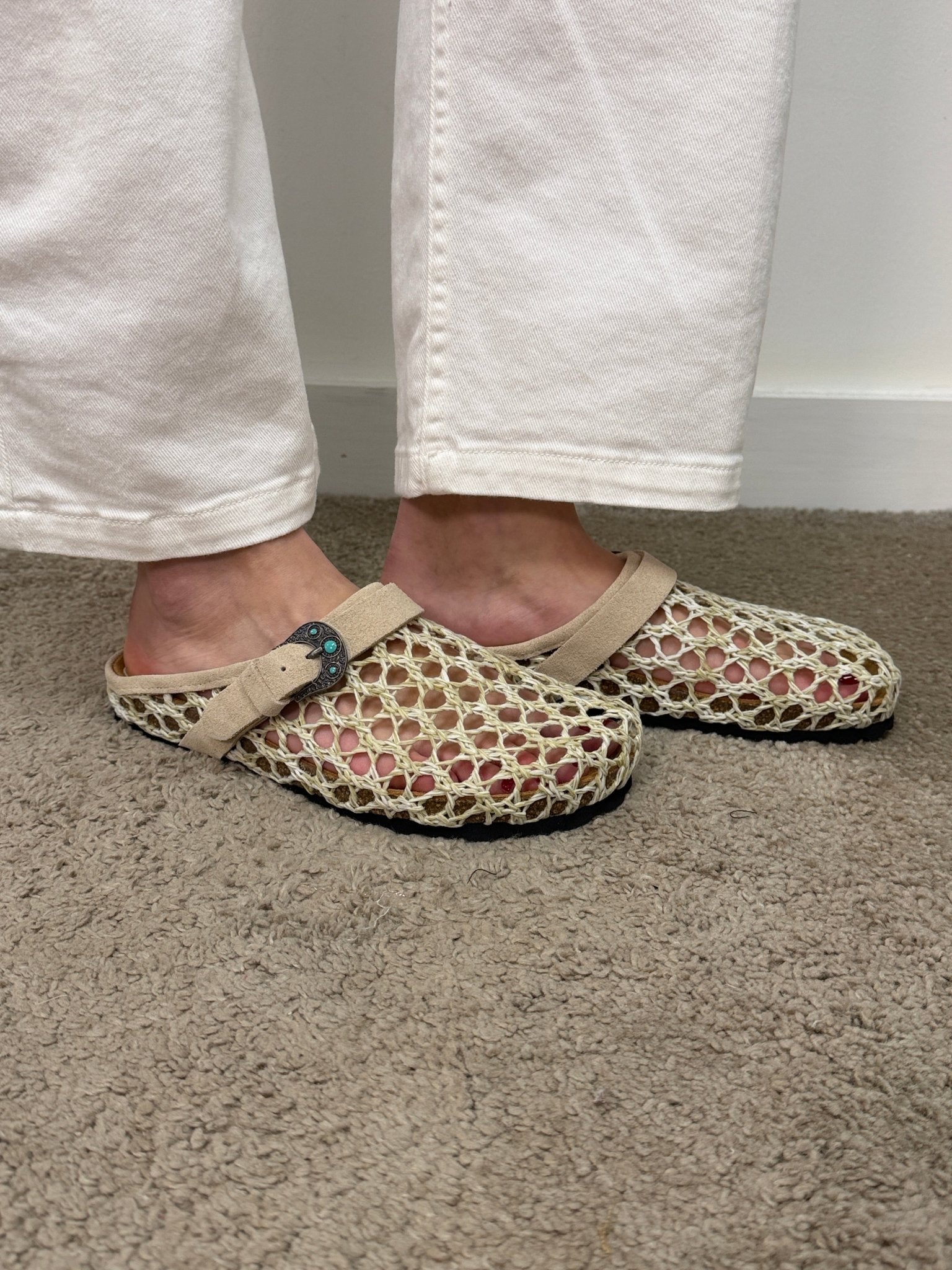 Sabot Thais a rete di cotone con fibbia texana Taji - GiuGiò | Shop online