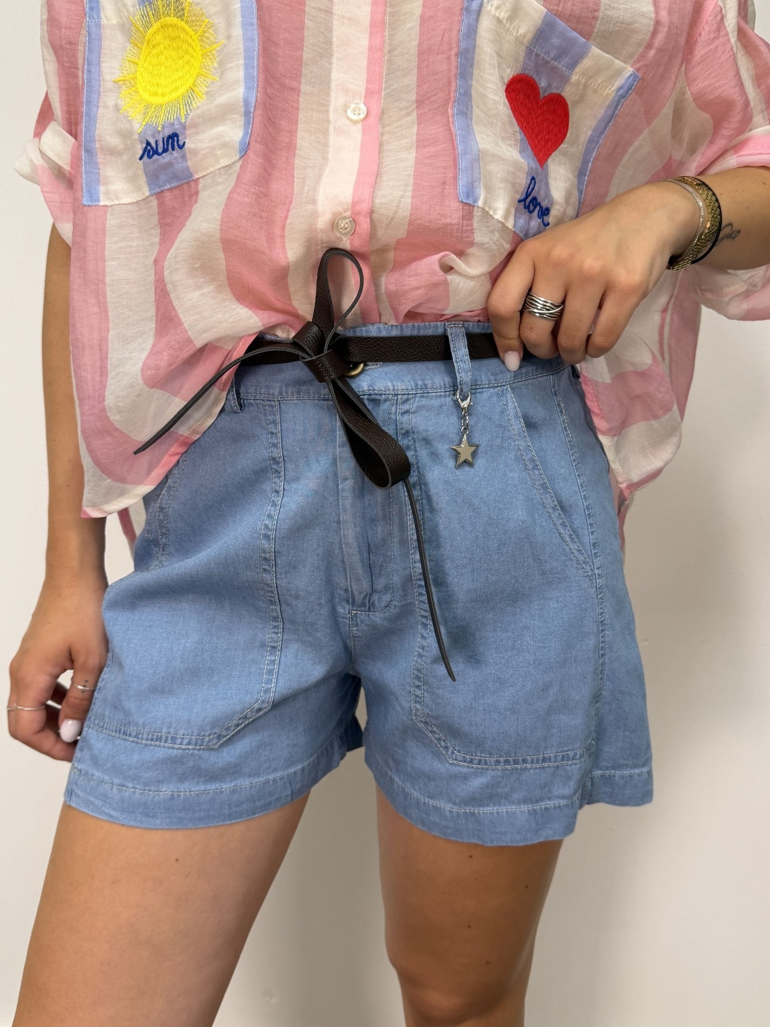 Short "Stellina" denim chambray Susy Mix - GiuGiò | Shop online