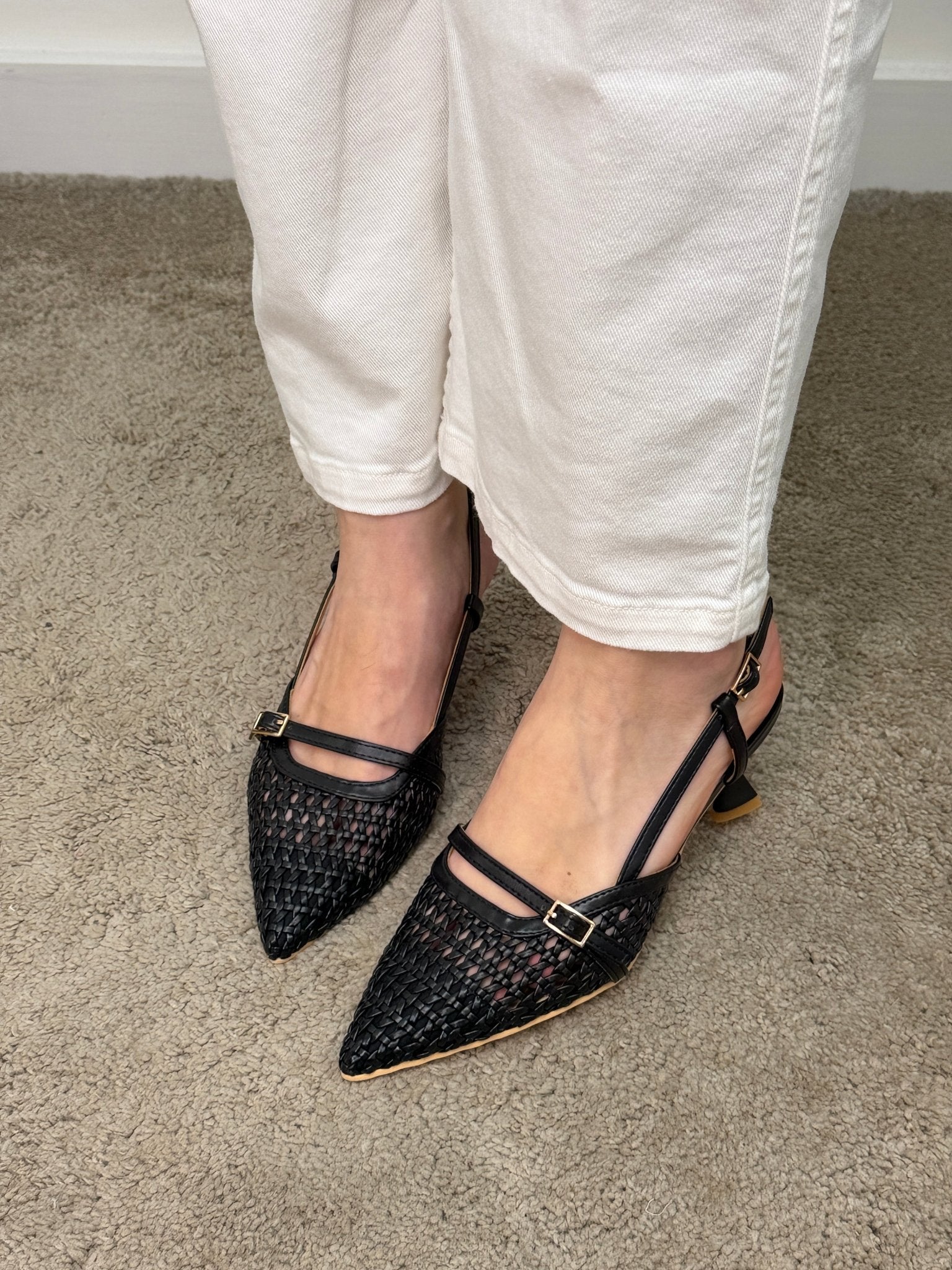 Slingback in ecopelle intrecciata con fibbiette Via Mondana - GiuGiò | Shop online
