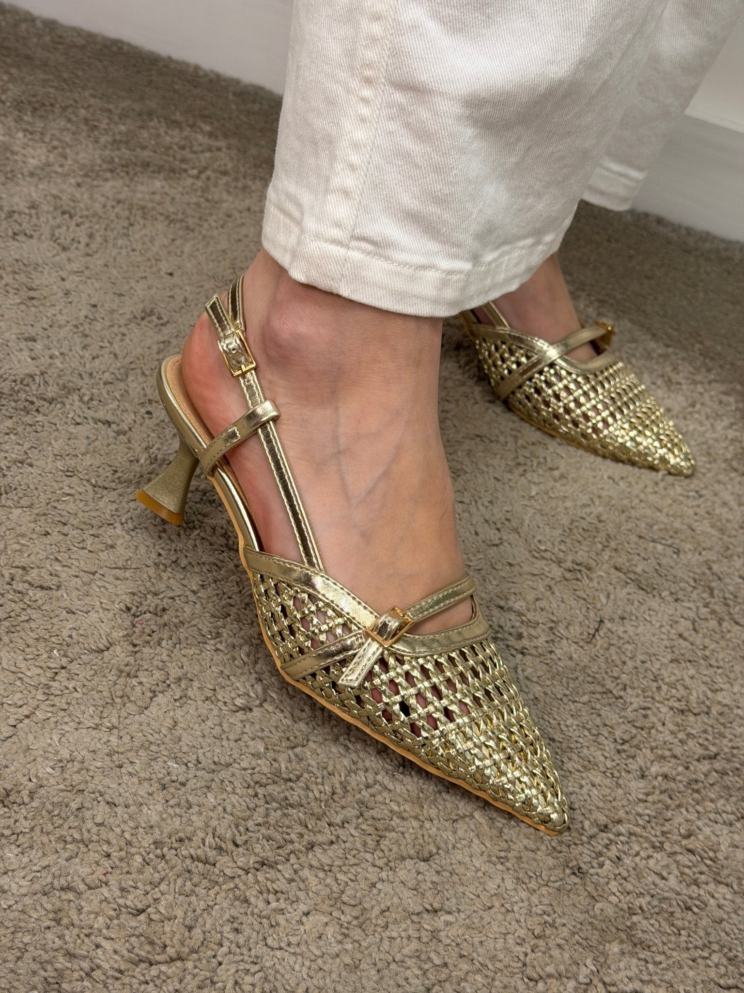 Slingback in ecopelle intrecciata con fibbiette Via Mondana - GiuGiò | Shop online