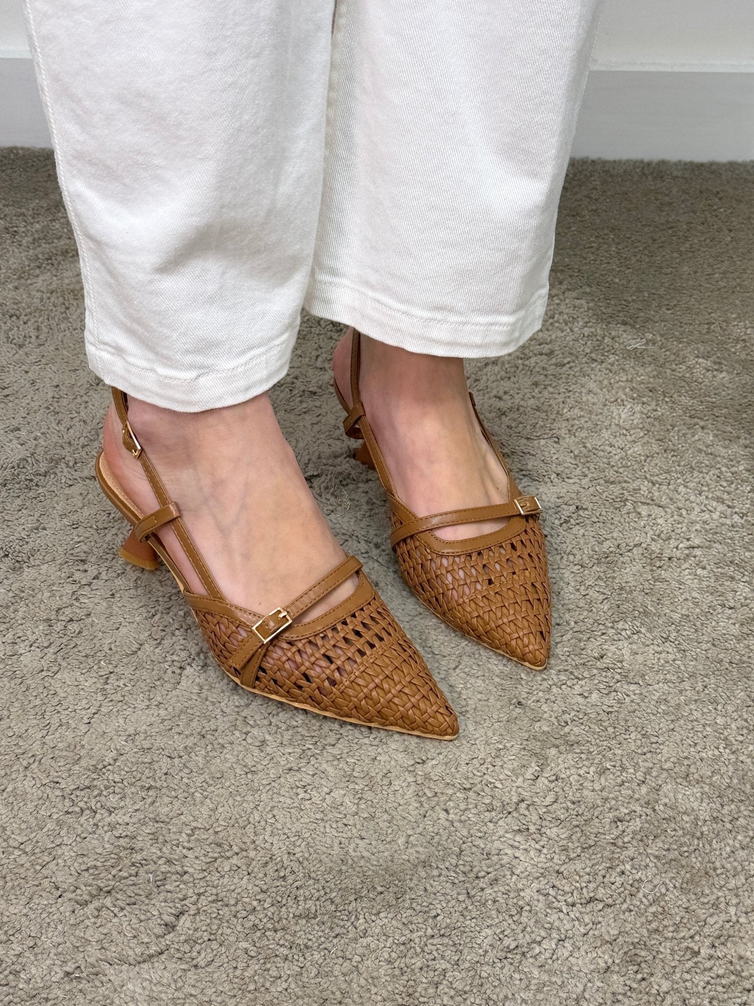 Slingback in ecopelle intrecciata con fibbiette Via Mondana - GiuGiò | Shop online