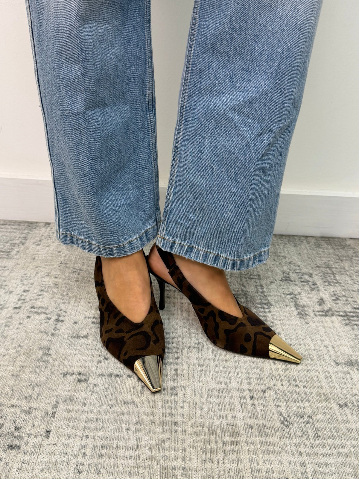 Slingback leopardata puntale metallico Divine Follie - GiuGiò | Shop online