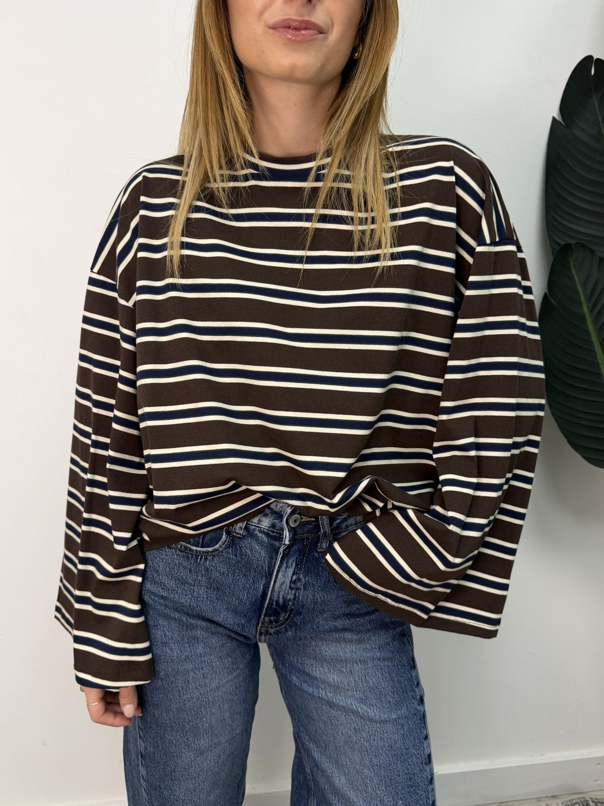 T-shirt a righe maniche a campana moro/blu Vicolo - GiuGiò | Shop online