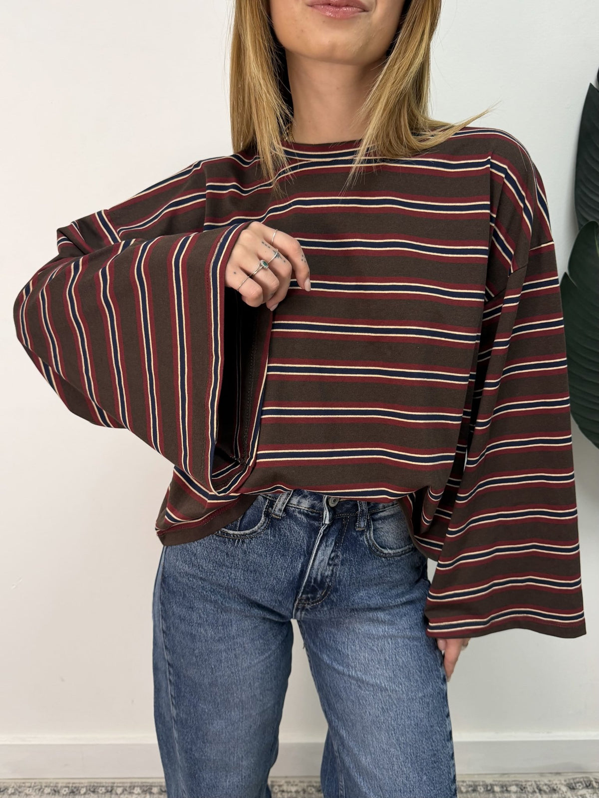 T-shirt a righe maniche a campana moro/rosso Vicolo - GiuGiò | Shop online