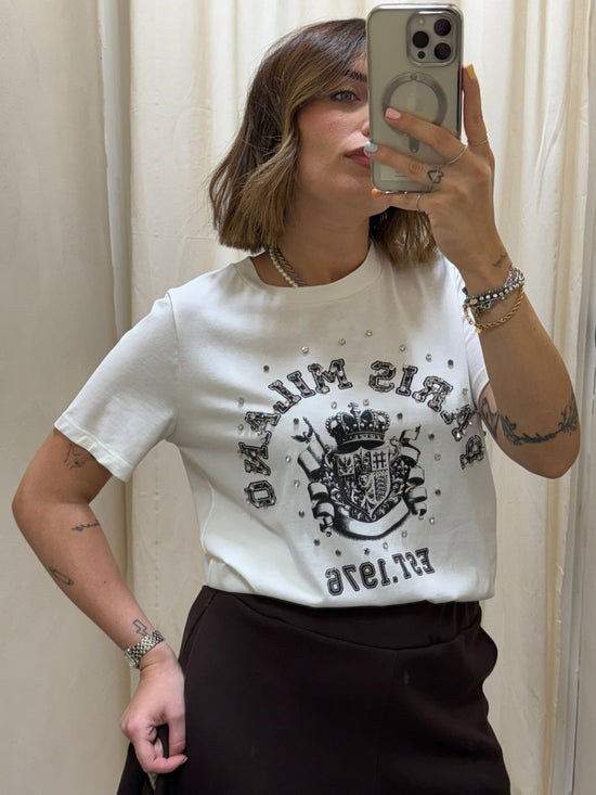 T-Shirt con stampa ed applicazioni gioiello Tensione In - GiuGiò | Shop online