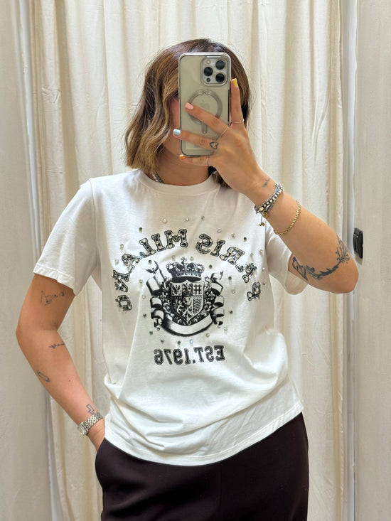 T-Shirt con stampa ed applicazioni gioiello Tensione In - GiuGiò | Shop online