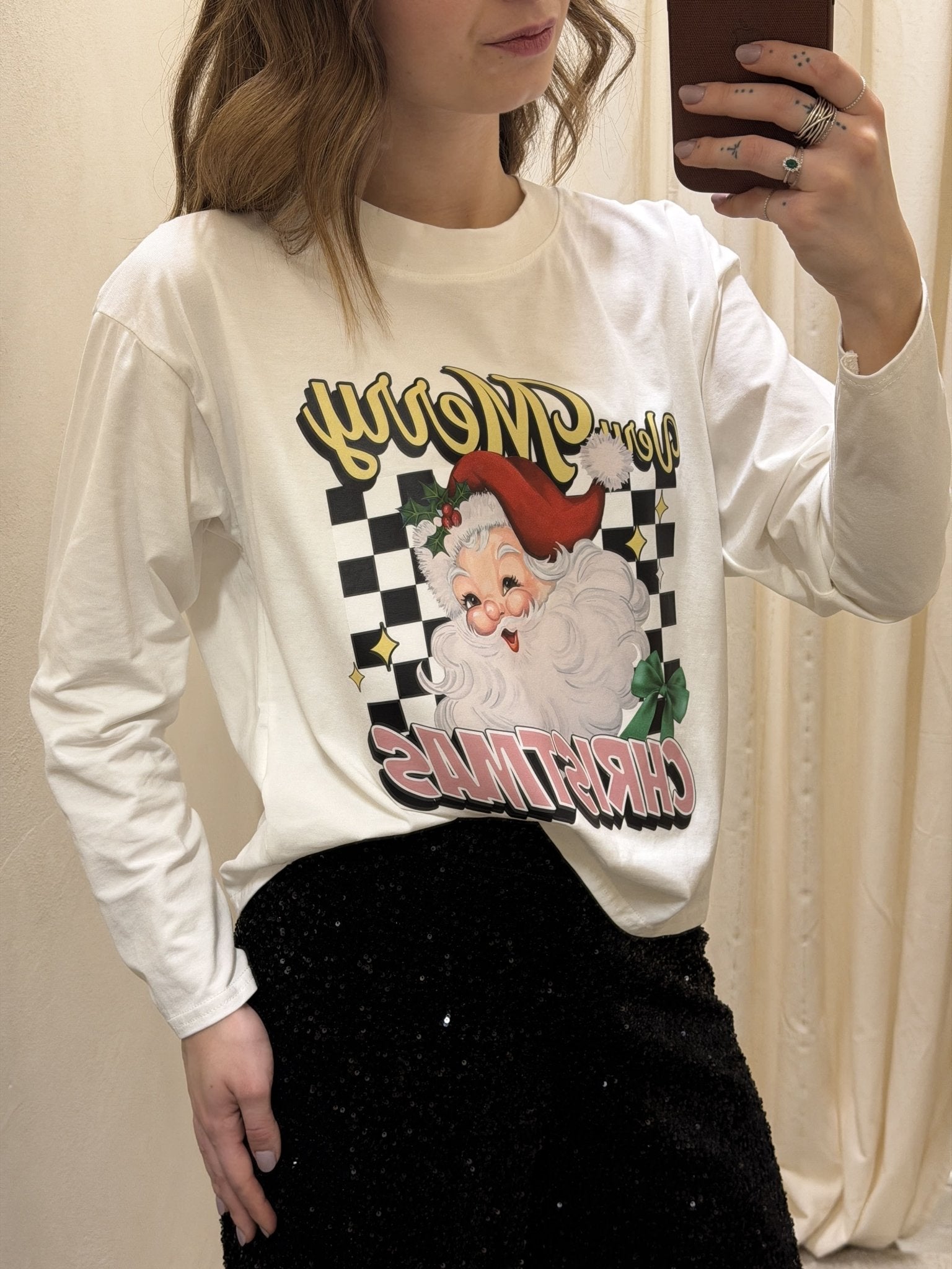 T-Shirt girocollo "Merry Christmas” scacchi MyD - GiuGiò | Shop online