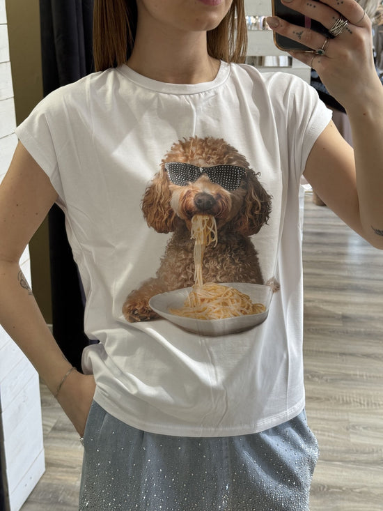 T-shirt girocollo stampa barboncino spaghetti Susy Mix - GiuGiò | Shop online