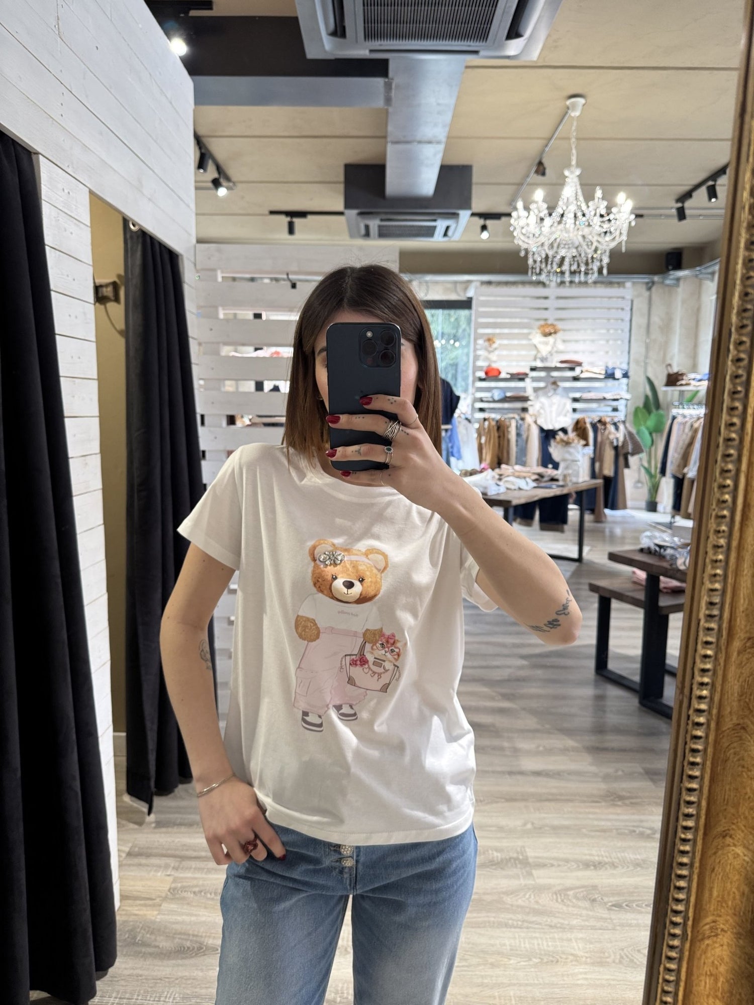 T-shirt in cotone con orsetto rosa Susy Mix - GiuGiò | Shop online
