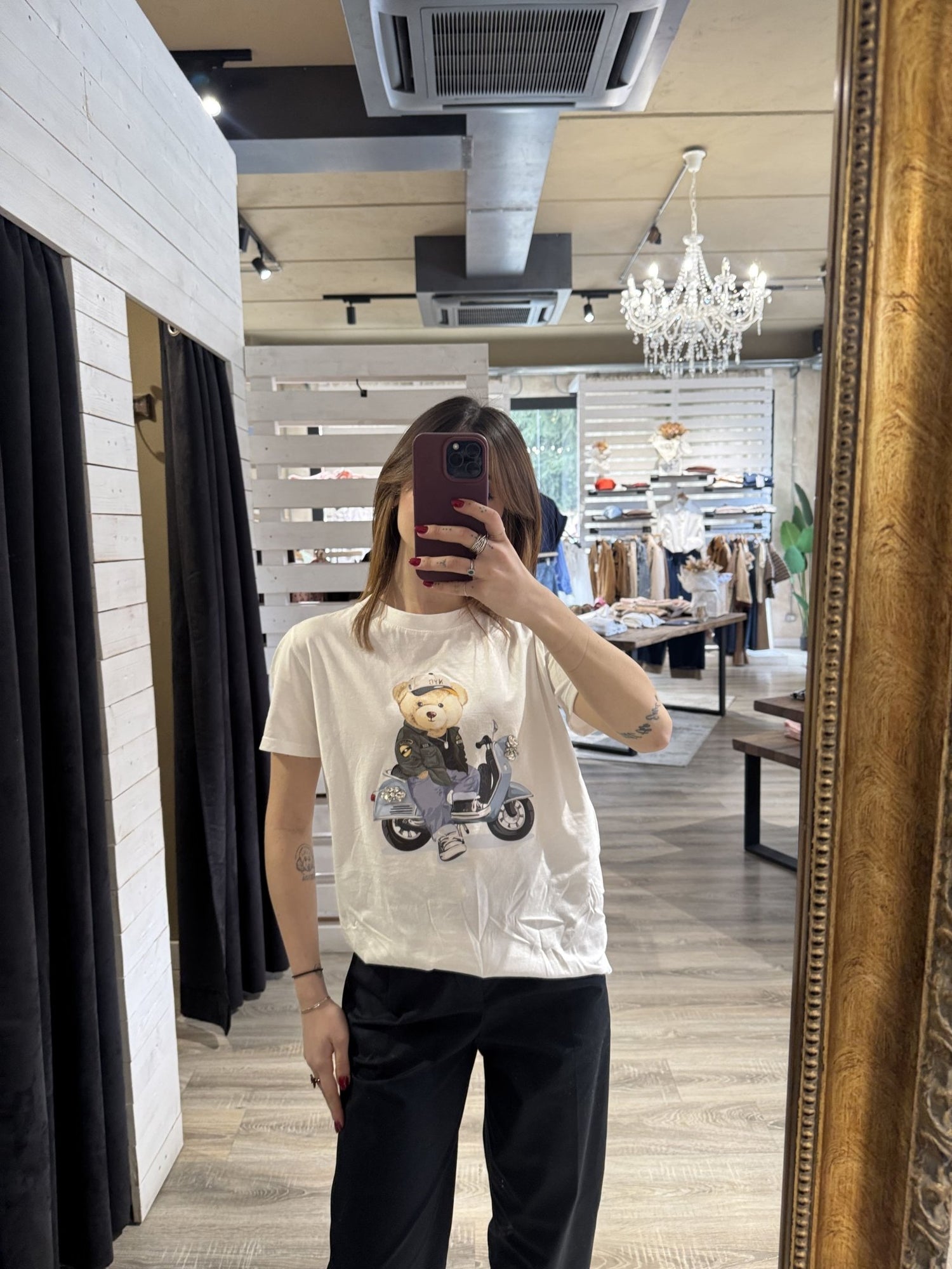 T-shirt in cotone con orso in moto Susy Mix - GiuGiò | Shop online