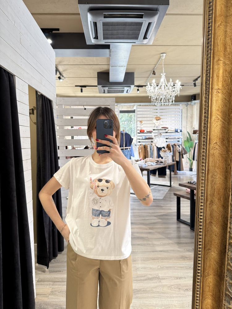T-shirt in cotone con orso strass Susy Mix - GiuGiò | Shop online