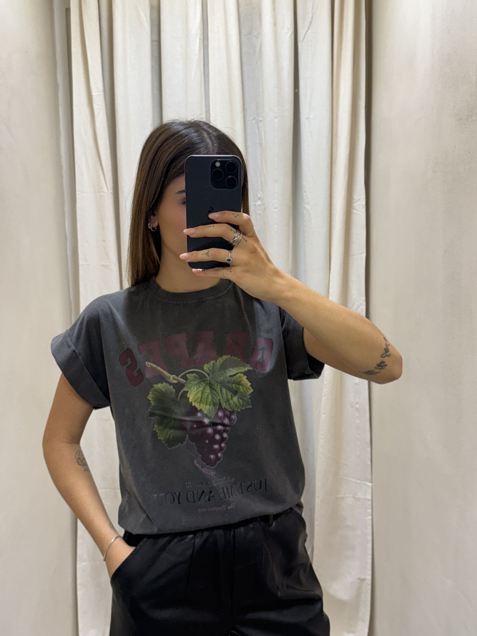 T-Shirt in cotone marmorizzato stampa uva Susy Mix - GiuGiò | Shop online