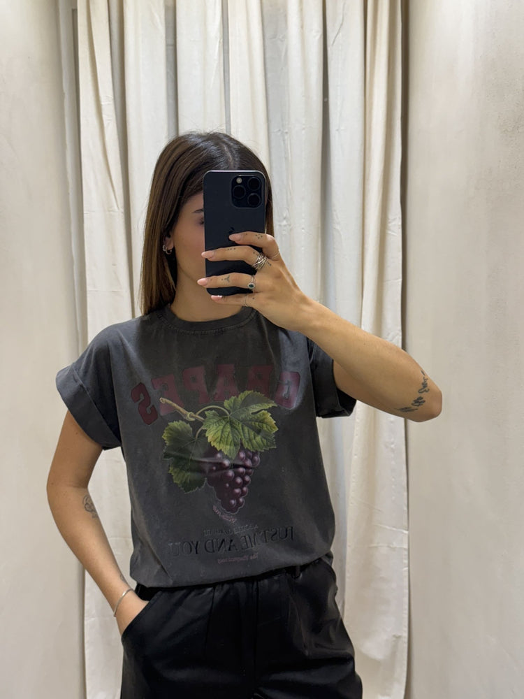 T-Shirt in cotone marmorizzato stampa uva Susy Mix - GiuGiò | Shop online