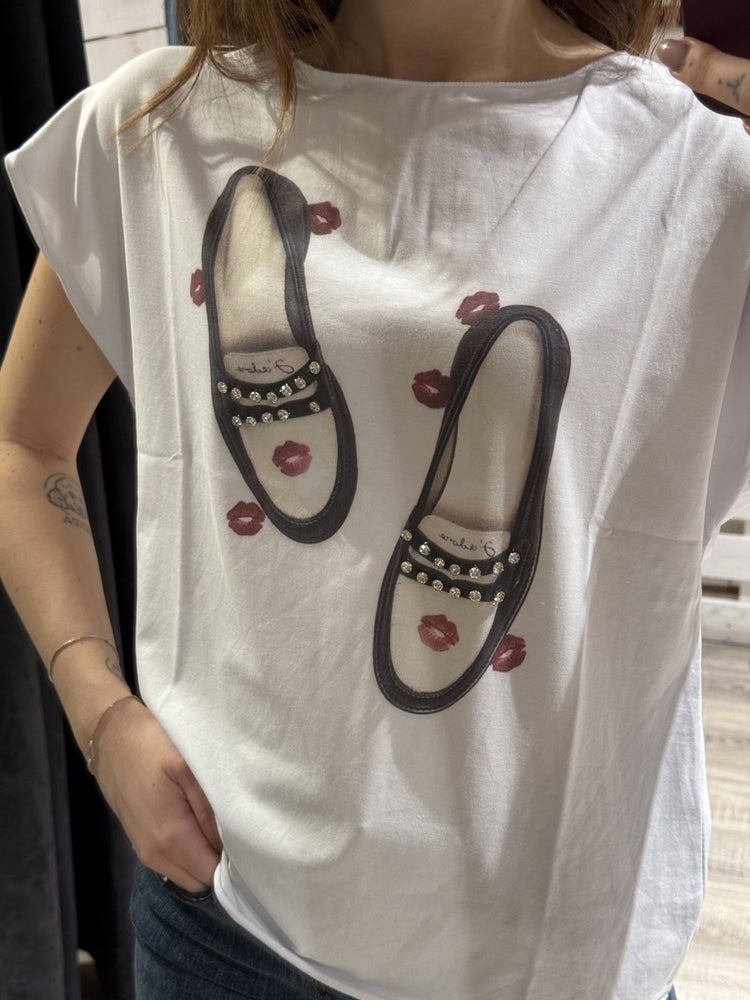 T-shirt manica aletta stampa mocassino Susy Mix - GiuGiò | Shop online