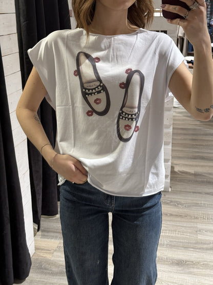 T-shirt manica aletta stampa mocassino Susy Mix - GiuGiò | Shop online