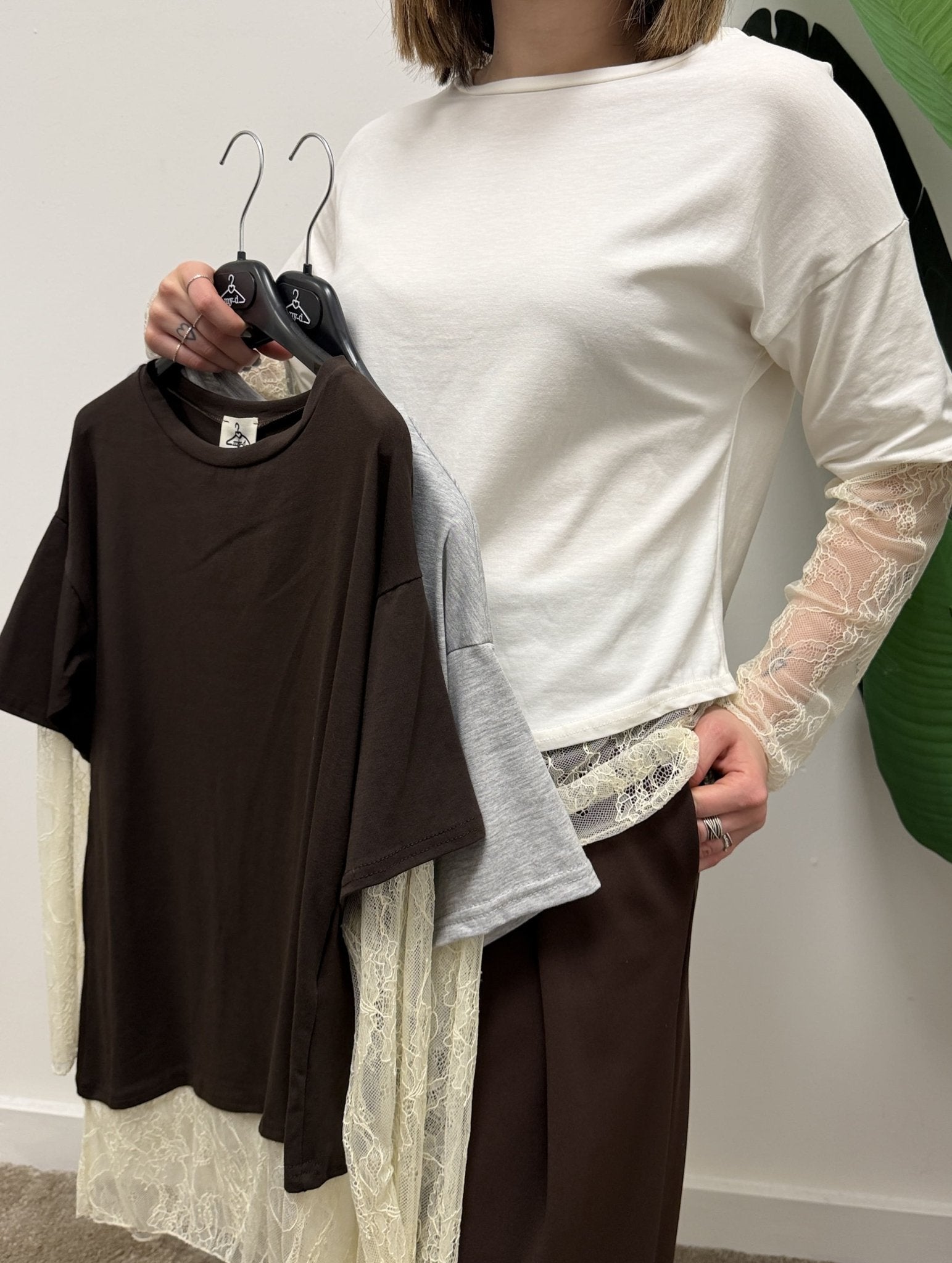 T-shirt over con manica e fondo in pizzo MyD - GiuGiò | Shop online