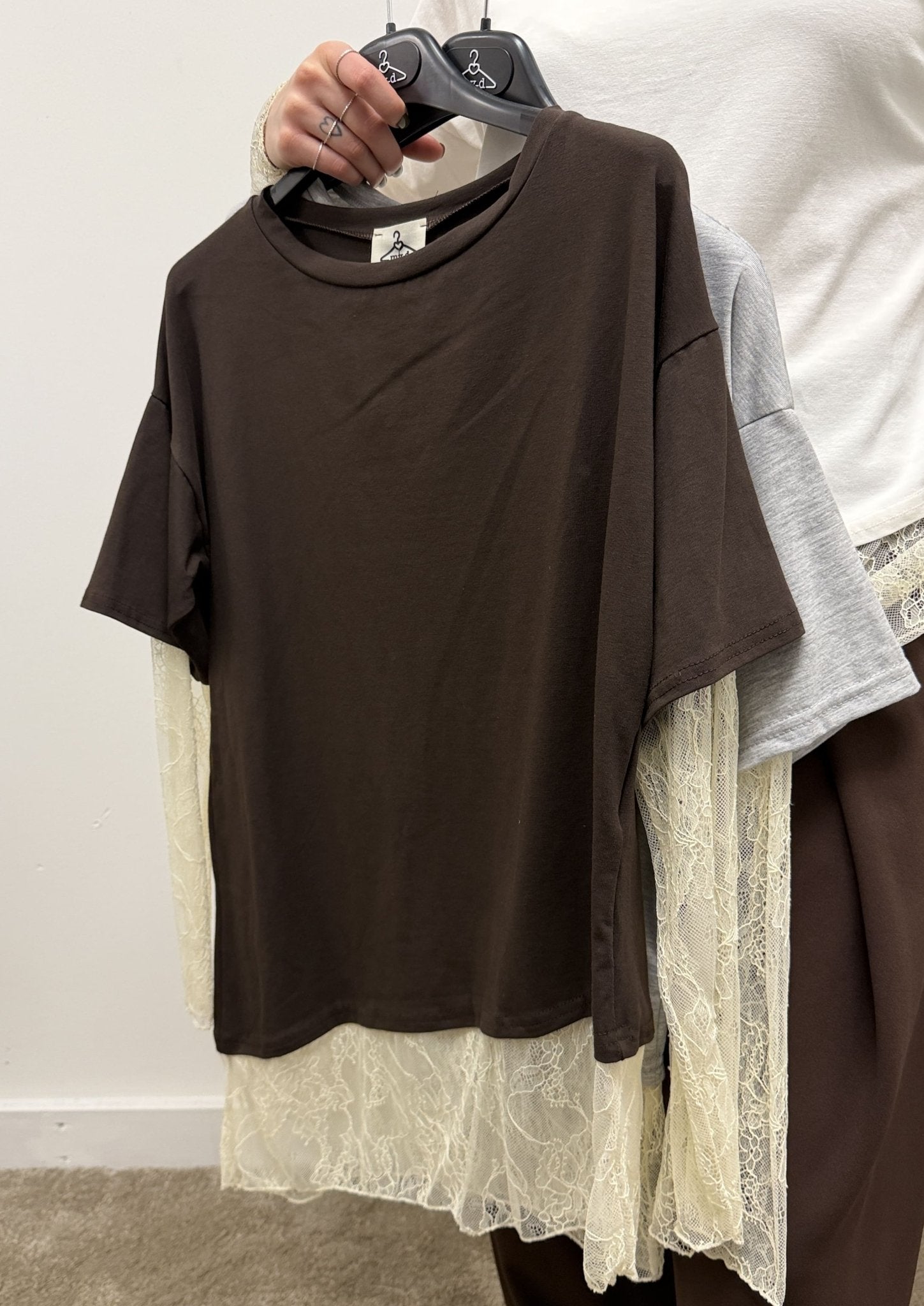 T-shirt over con manica e fondo in pizzo MyD - GiuGiò | Shop online