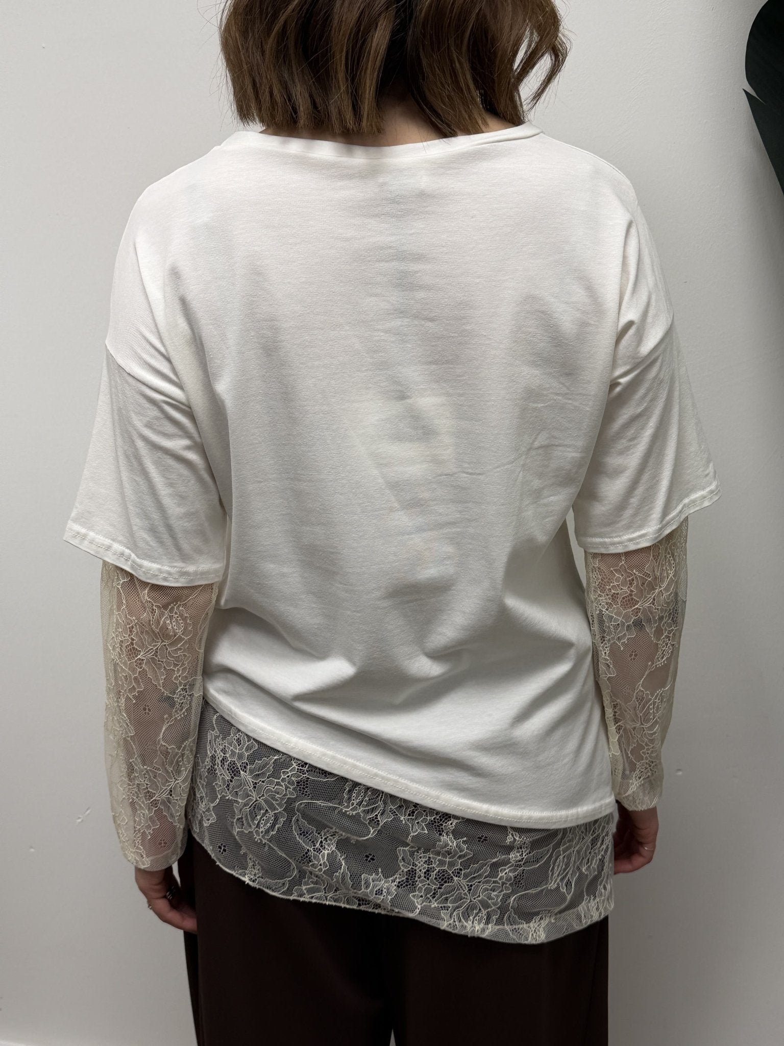 T-shirt over con manica e fondo in pizzo MyD - GiuGiò | Shop online