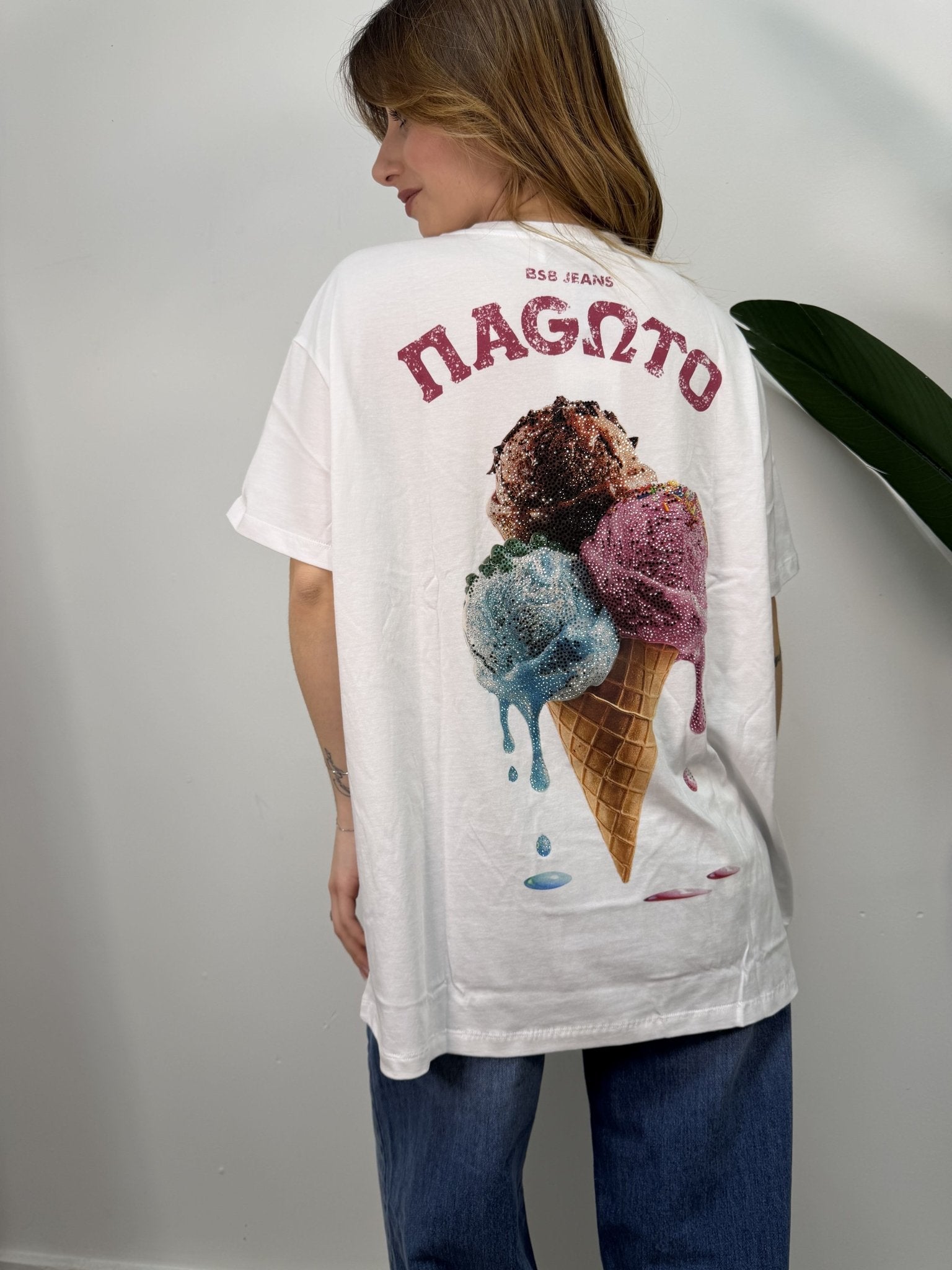T-Shirt over in cotone con stampa e strass BSB - GiuGiò | Shop online