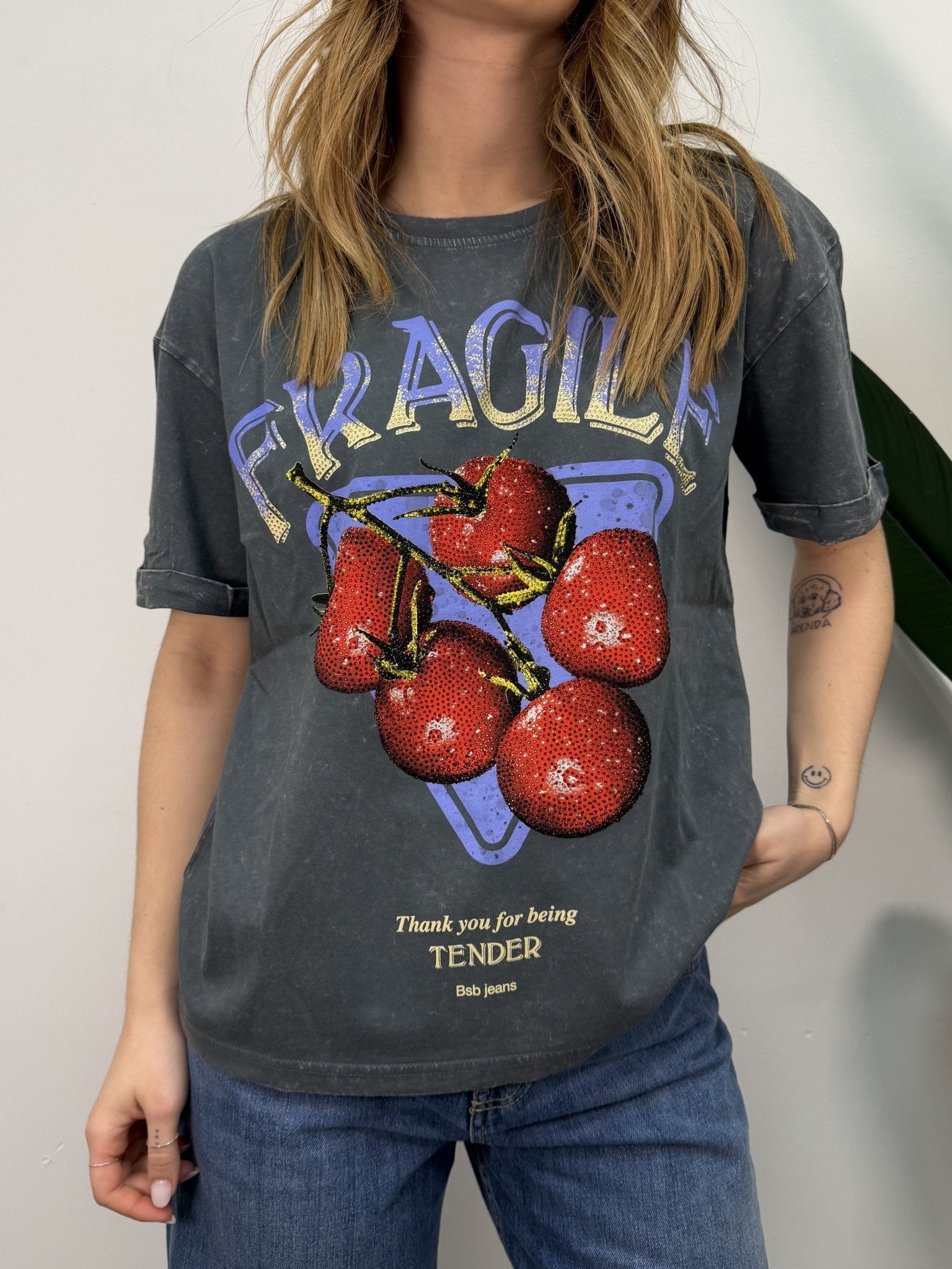 T-Shirt regular in cotone con stampa e strass BSB - GiuGiò | Shop online