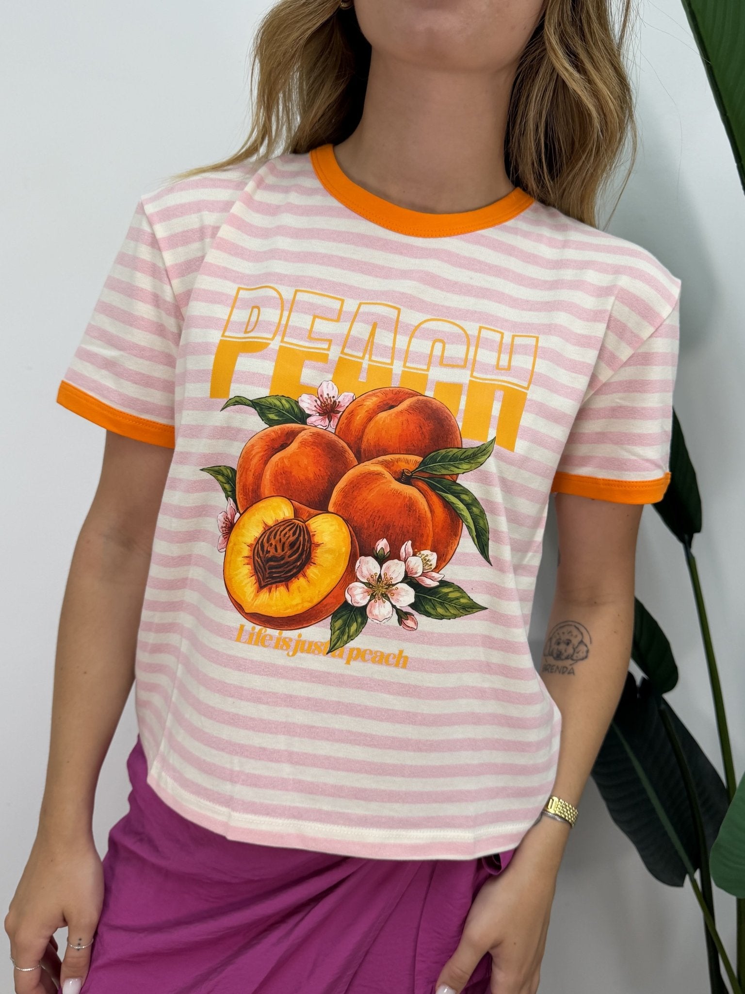 T-shirt rigata stampa pesca Susy Mix - GiuGiò | Shop online