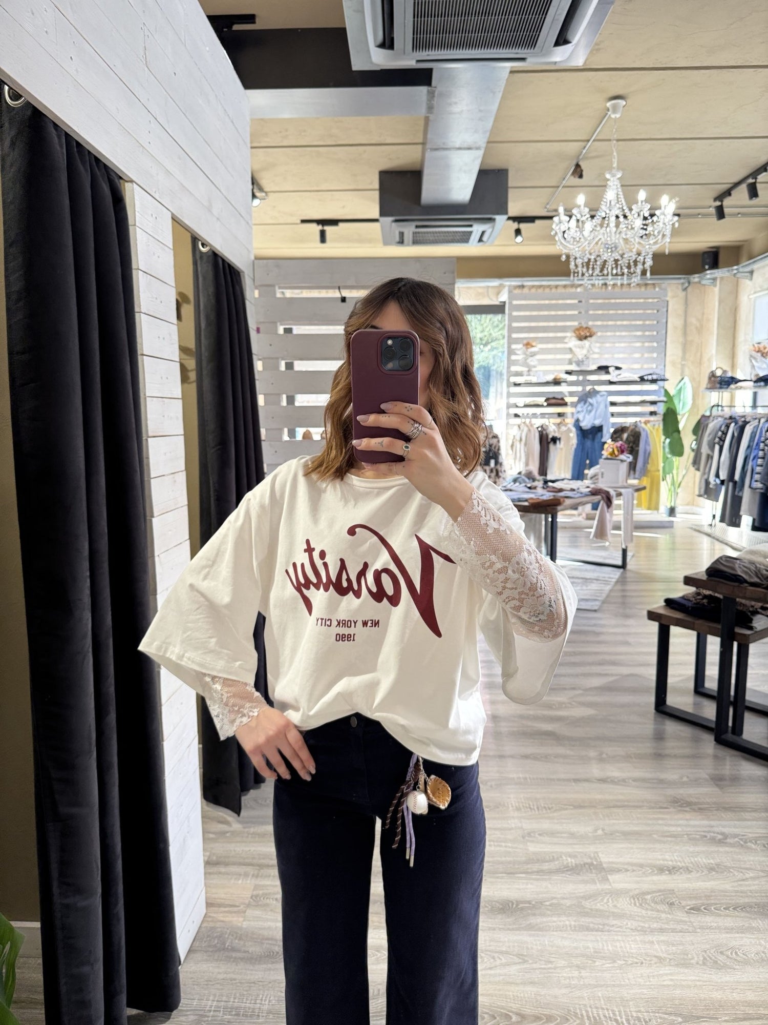 T-Shirt stampa con manica pizzo SusyMix - GiuGiò | Shop online