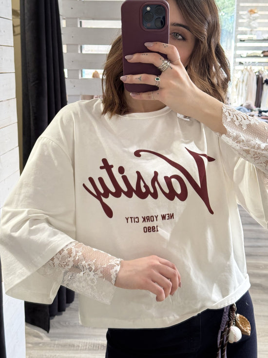 T-Shirt stampa con manica pizzo SusyMix - GiuGiò | Shop online